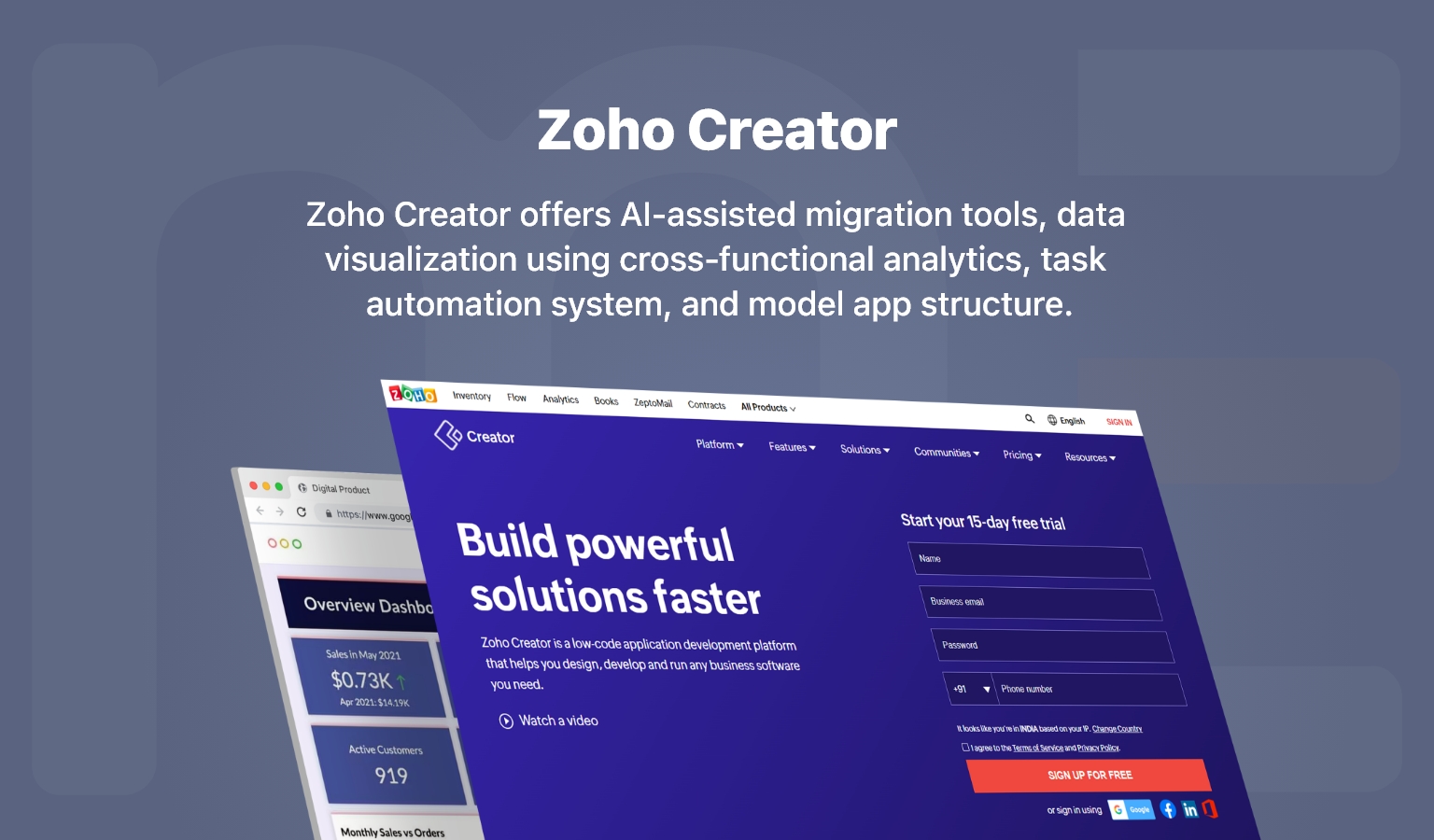 Zoho Creator low code mobile app development