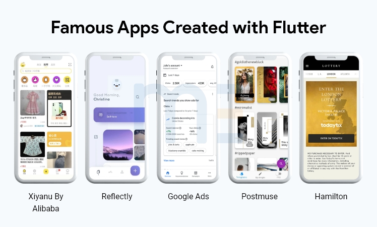Flutter mobile app development framework examples