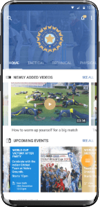 app screen of BCCI online cricket coaching mobile app case study