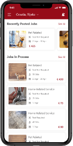 app screen of service marketplace mobile app development case study