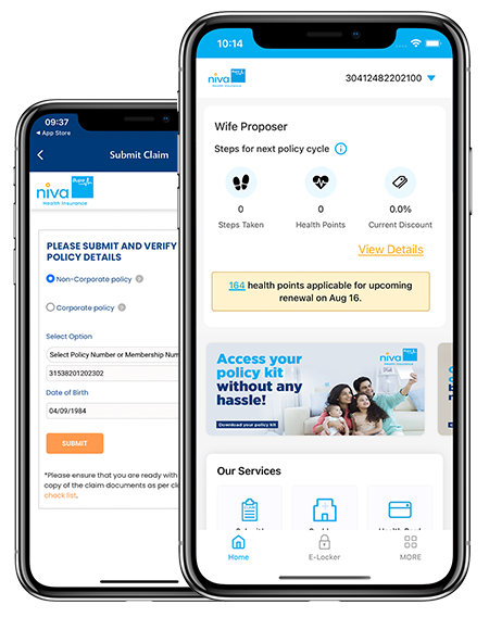 Niva Bupa Health & Medical Insurance Automation Application mobile screens
