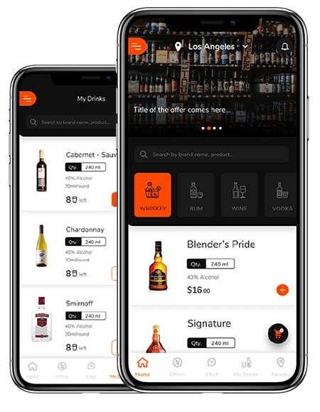 mobile screen of liquor eCommerce mobile app