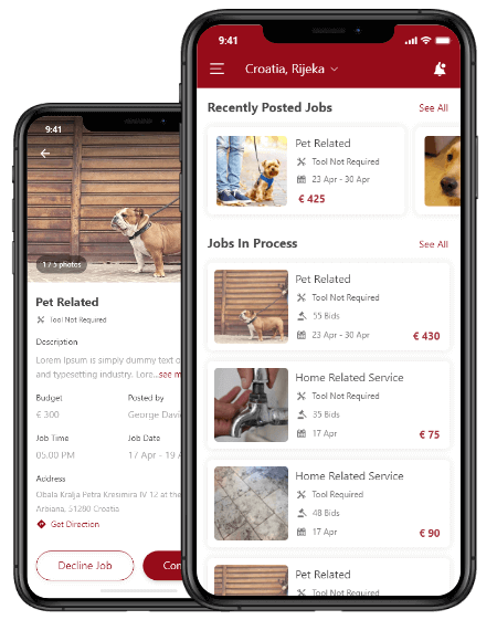 mobile screen of service marketplace on-demand mobile app